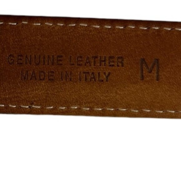 Tanner Italian Black Leather Belt Silvertone Buckle Size Medium Made in Italy - Picture 7 of 12